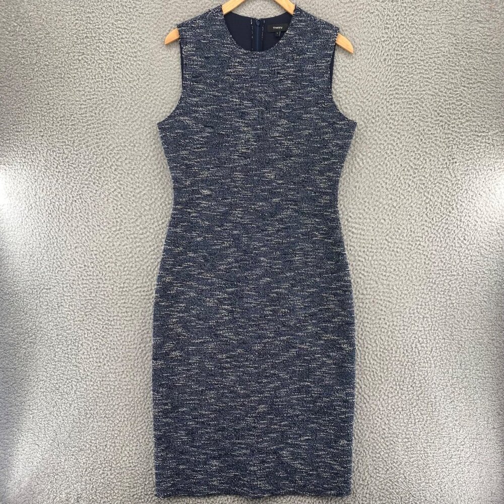 Theory Navy and White Sleeveless Dress